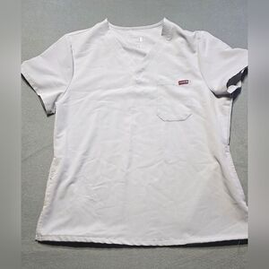 PLEDGE 5 Soft Gray V-Neck Women's Scrub Top Size Large PTP 22